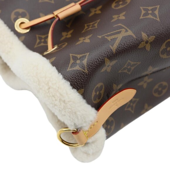 Louis Vuitton Neonoe BB Monogram Shearling Trimmed Bucket Bag Brown - Picture 4 of 9